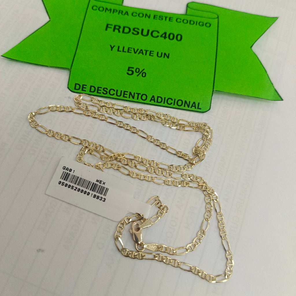 CADENAS TEJIDO FIGARO GUCHI ORO 10K 60 CM 5.3 GR (NUEVO)