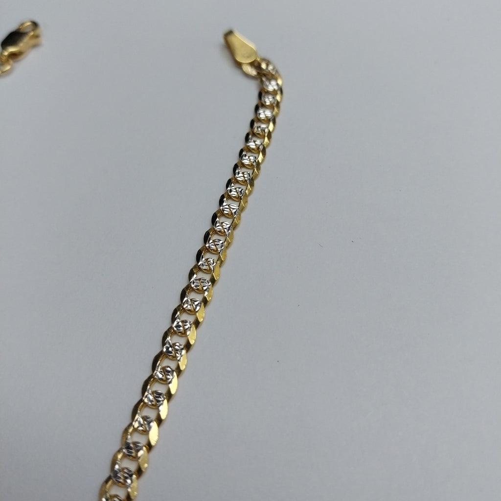 PULSERAS TEJIDO BARBADA DIAMANTADA ORO 14K 21 CM 5 GR (NUEVO)