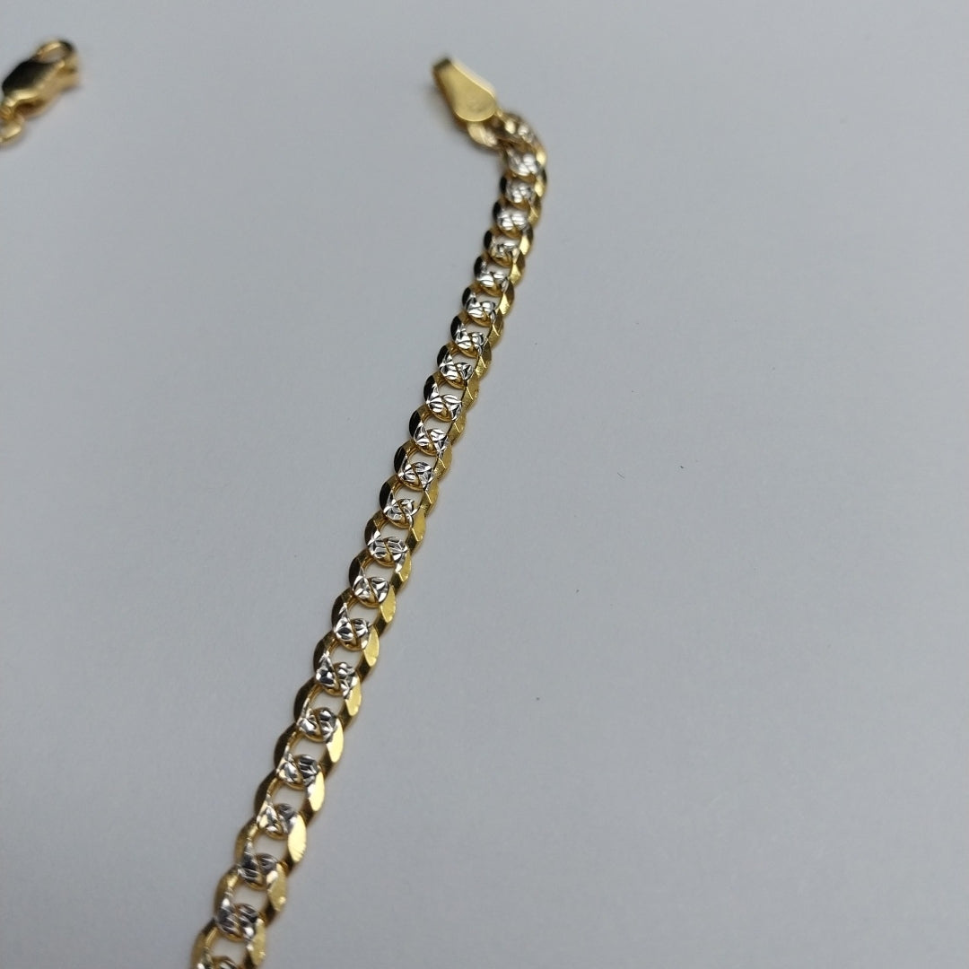 PULSERAS TEJIDO BARBADA DIAMANTADA ORO 14K 21 CM 5 GR (NUEVO)