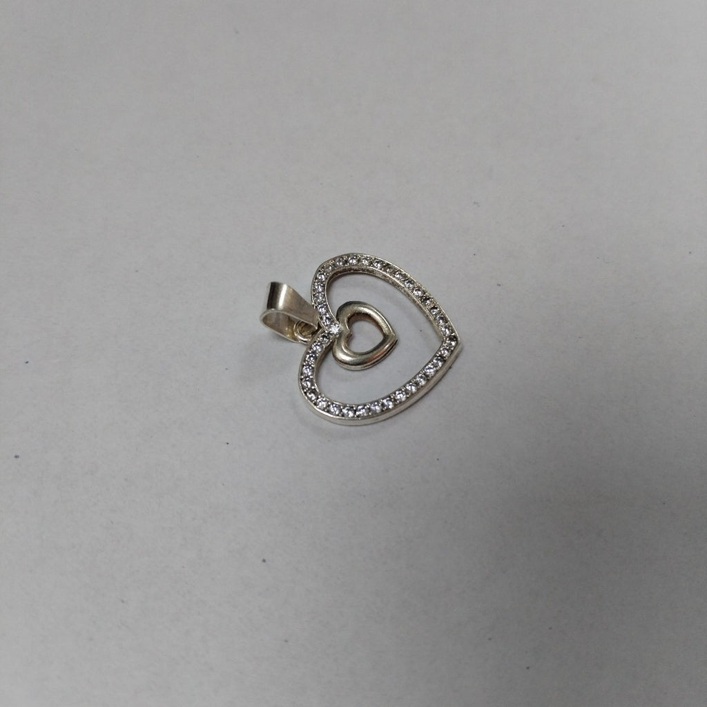 DIJE CORAZON C/CIRCONIAS PLATA .925 2.7 GR (NUEVO)