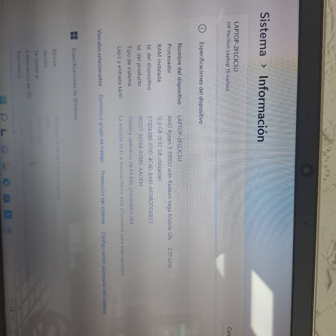 LAPTOP HP PAVILION 15-CW1012LA (2023) 1 TB + 128 GB SSD 12 GB RAM (SEMINUEVO)