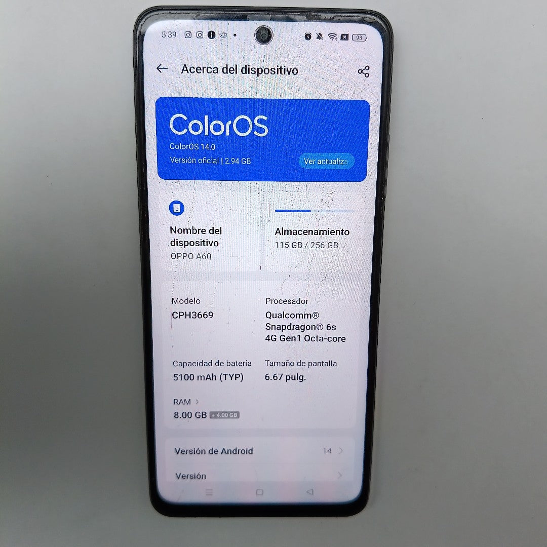 CELULAR OPPO A60 CPH3669 256 GB 8 GB RAM