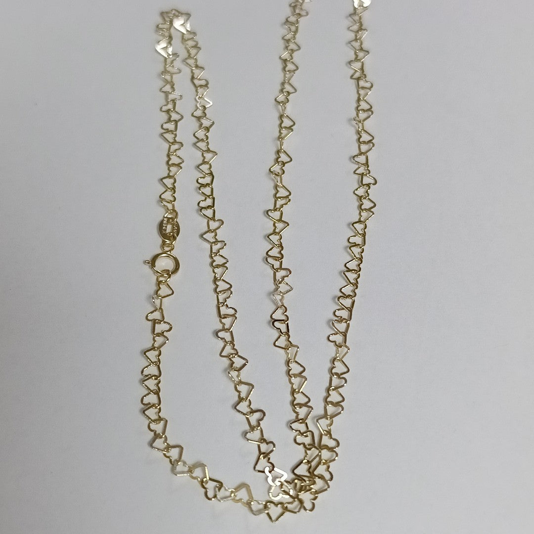 CADENAS TEJIDO CORAZONES ORO 10K 55 CM 2.7 GR (NUEVO)