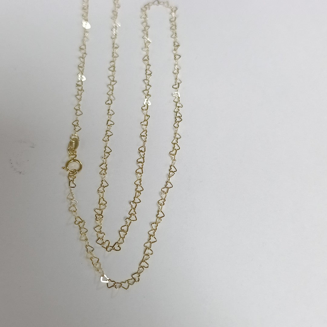 CADENAS TEJIDO CORAZONES ORO 10K 50 CM 1.4 GR (NUEVO)