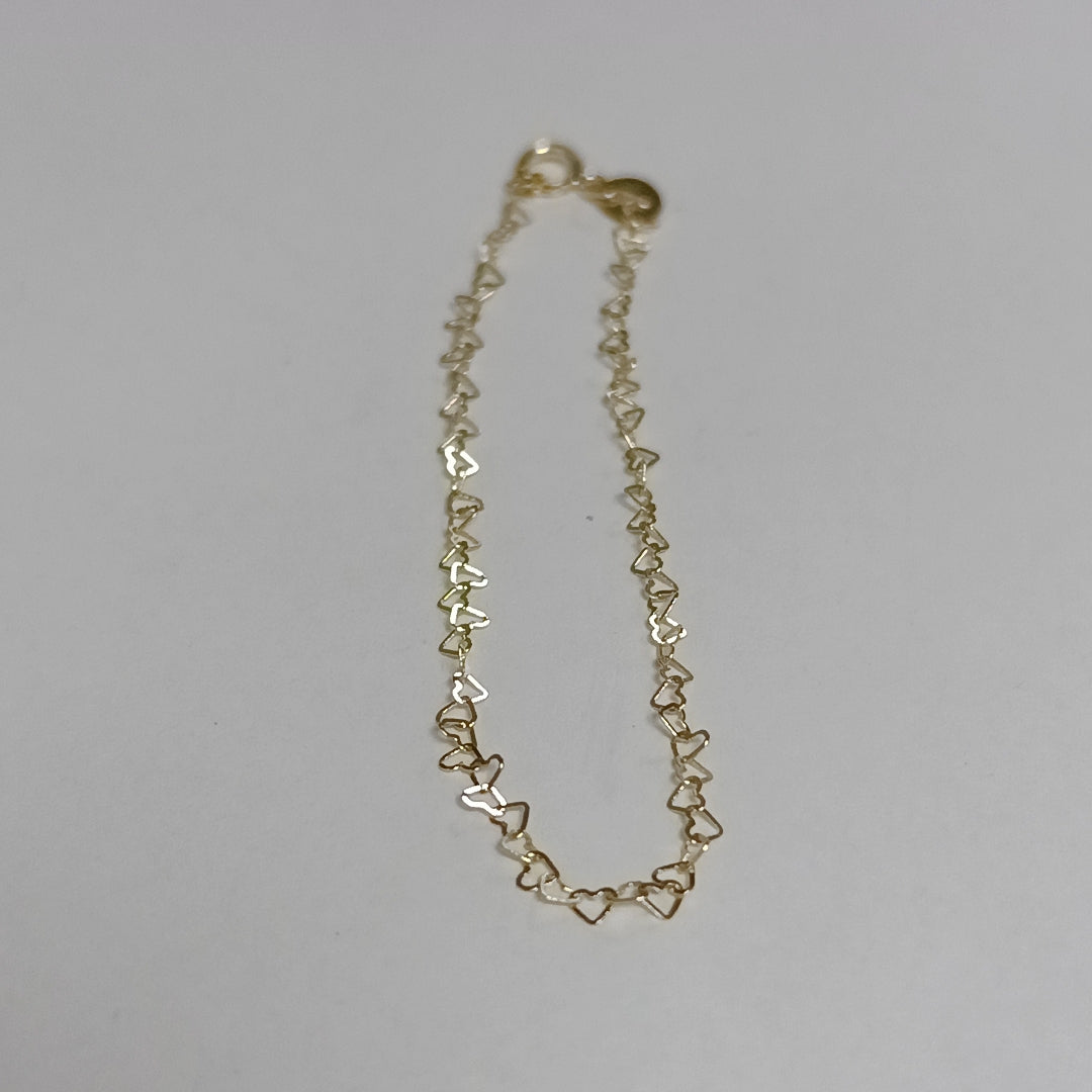 PULSERAS TEJIDO CORAZONES ORO 10K 18 CM 0.6 GR (NUEVO)