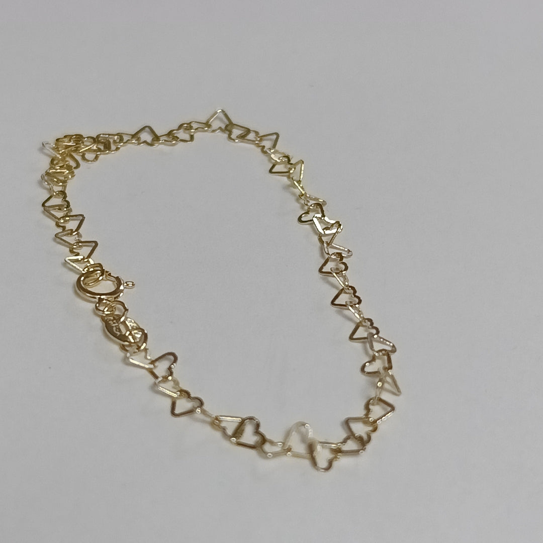 PULSERAS TEJIDO CORAZONES ORO 10K 18 CM 1 GR (NUEVO)