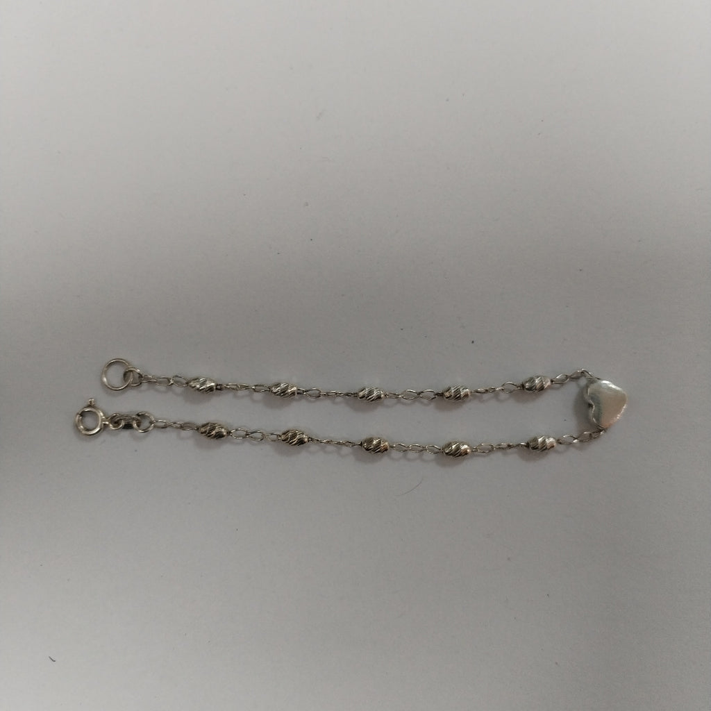 PULSERA TEJIDO CORAZON PLATA .925 18 CM 3.2 GR (NUEVO)