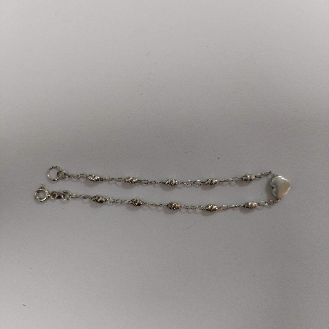 PULSERA TEJIDO CORAZON PLATA .925 18 CM 3.2 GR (NUEVO)