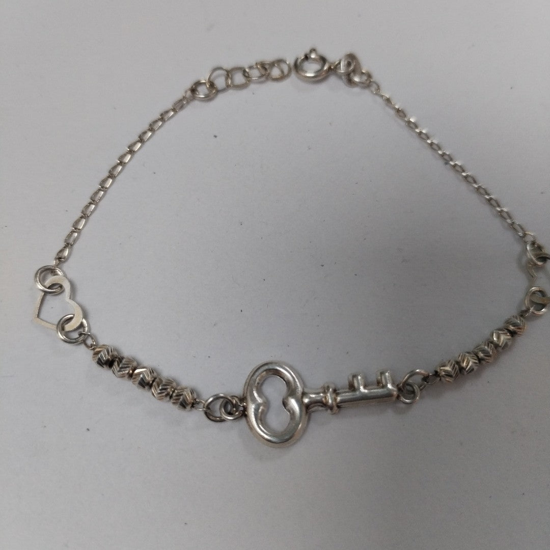 PULSERA TEJIDO LLAVE PLATA .925 18 CM 2.3 GR (NUEVO)