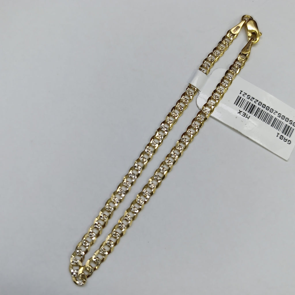 PULSERAS TEJIDO BARBADA DIAMANTADA ORO 14K 18 CM 3.2 GR (NUEVO)