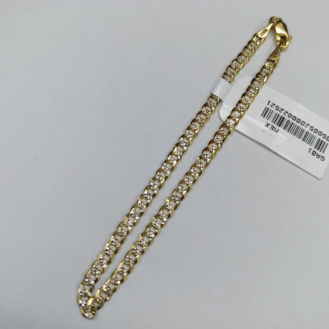 PULSERAS TEJIDO BARBADA DIAMANTADA ORO 14K 18 CM 3.2 GR (NUEVO)
