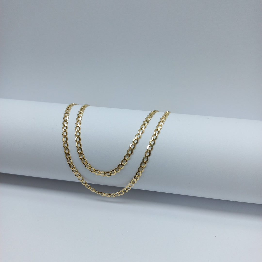 CADENAS TEJIDO BARBADA ORO 14K 60 CM 5.4 GR (NUEVO)