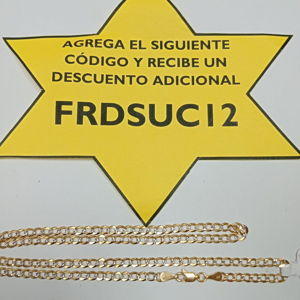 CADENAS BARBADA DIAMANTADA ORO 14K 55 CM 8.8 GR (NUEVO)