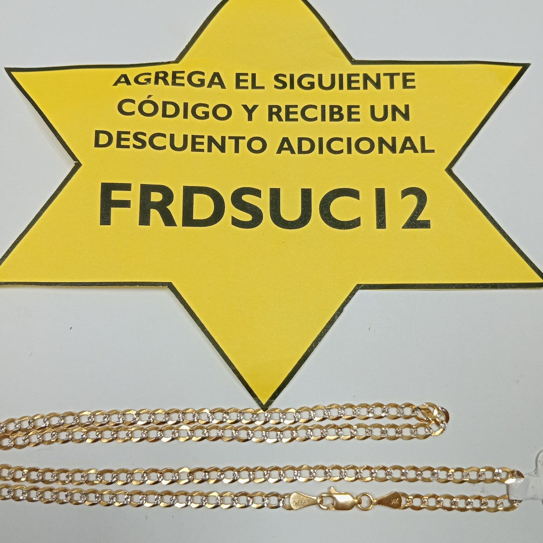CADENAS BARBADA DIAMANTADA ORO 14K 55 CM 8.8 GR (NUEVO)