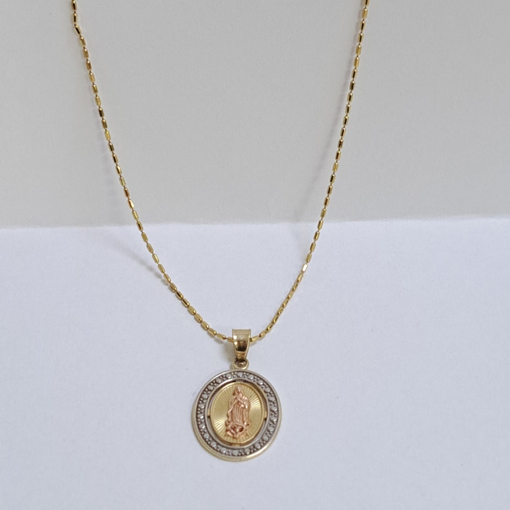 CADENA,MEDALLA RELIGIOSA ORO 14 K 4,20 GRMS (SEMINUEVO)