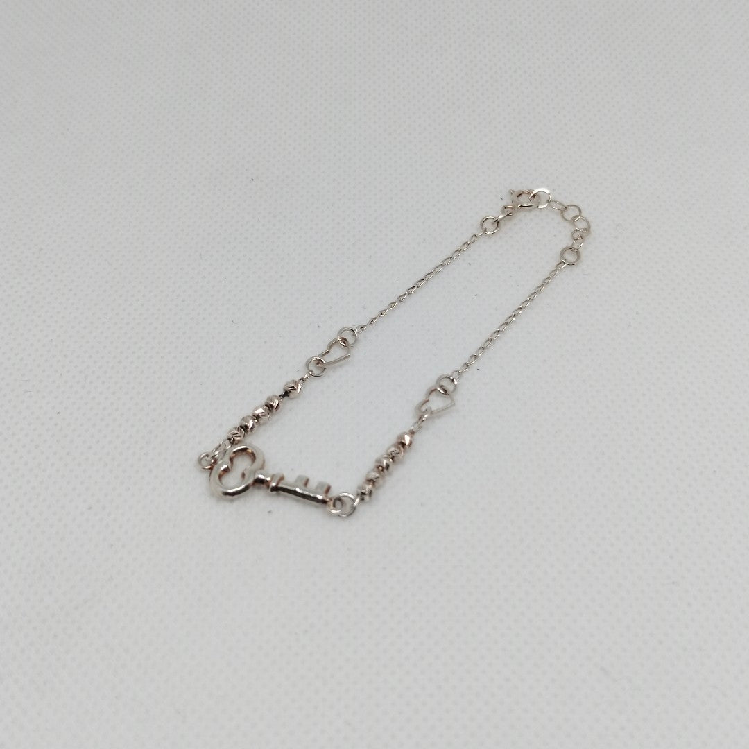 PULSERA TEJIDO LLAVE PLATA .925 18 CM 2.3 GR (NUEVO)