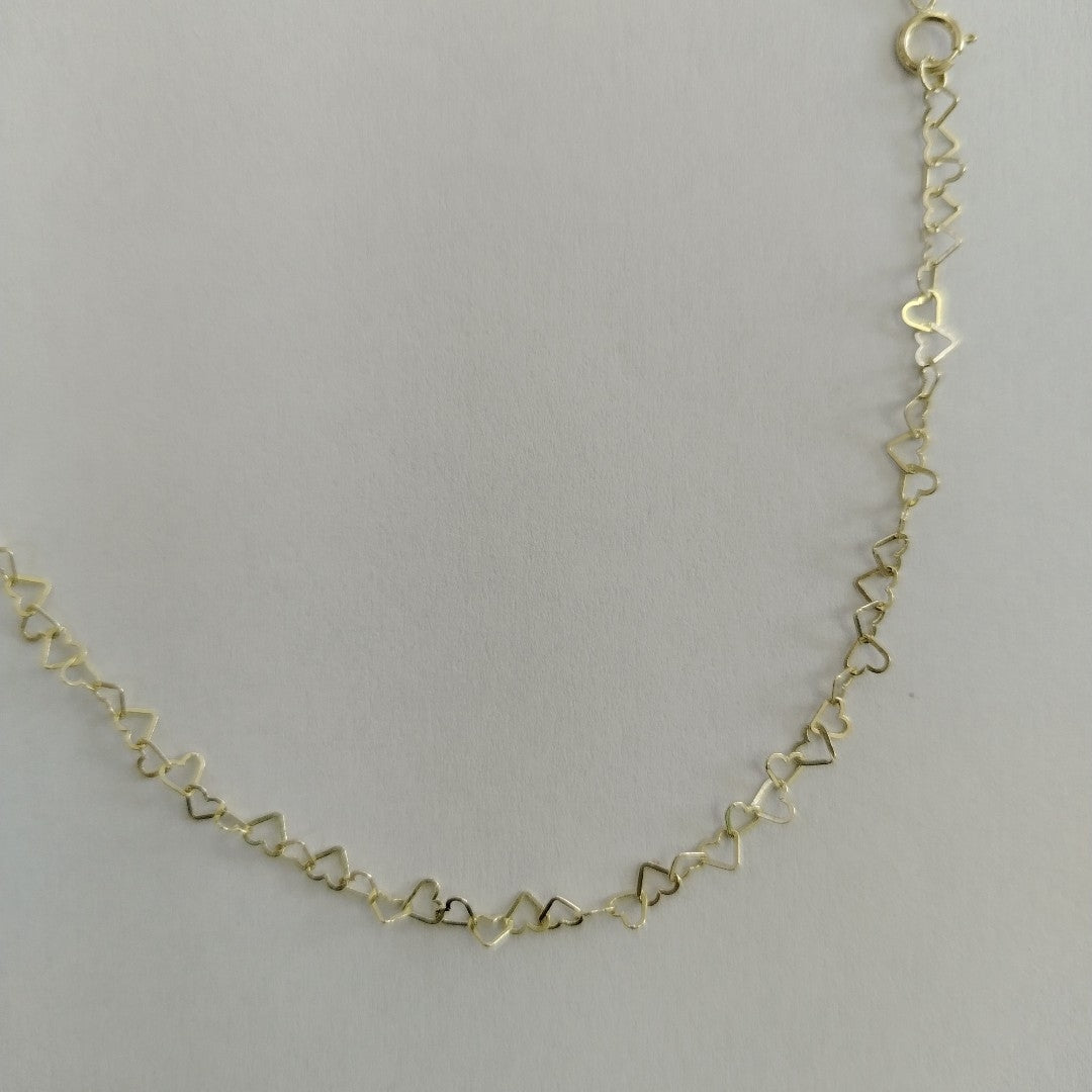 CADENAS TEJIDO CORAZONES ORO 10K 50 CM 2.4 GR (NUEVO)
