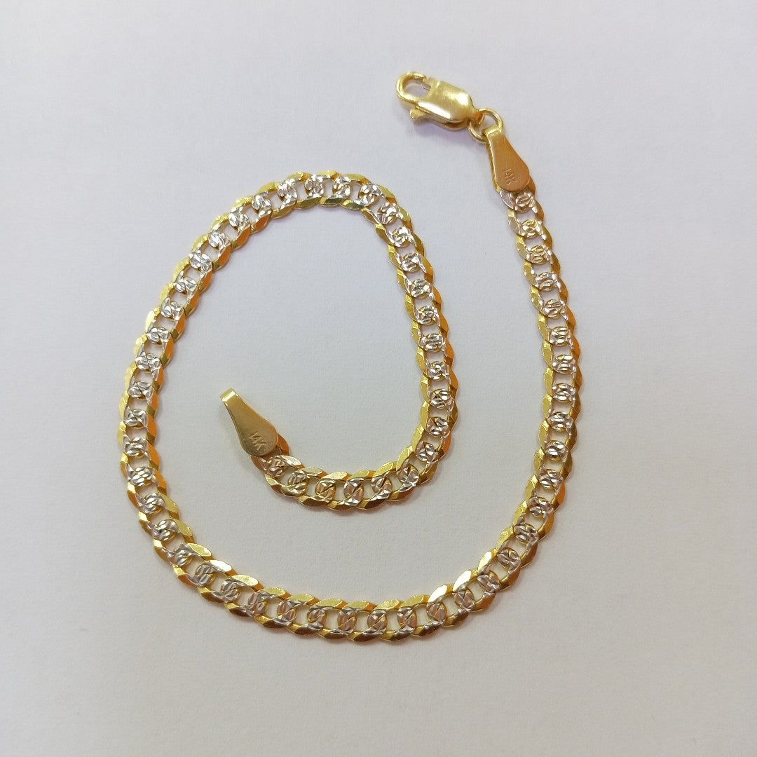 PULSERAS TEJIDO BARBADA DIAMANTADA ORO 14K 21 CM 5 GR (NUEVO)