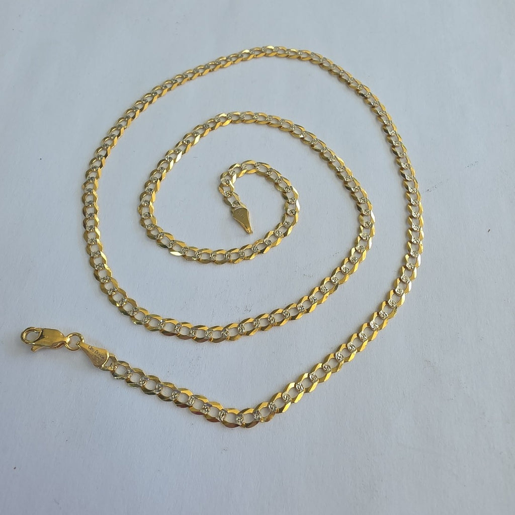 CADENAS BARBADA DIAMANTADA ORO 14K 55 CM 8.9 GR (NUEVO)