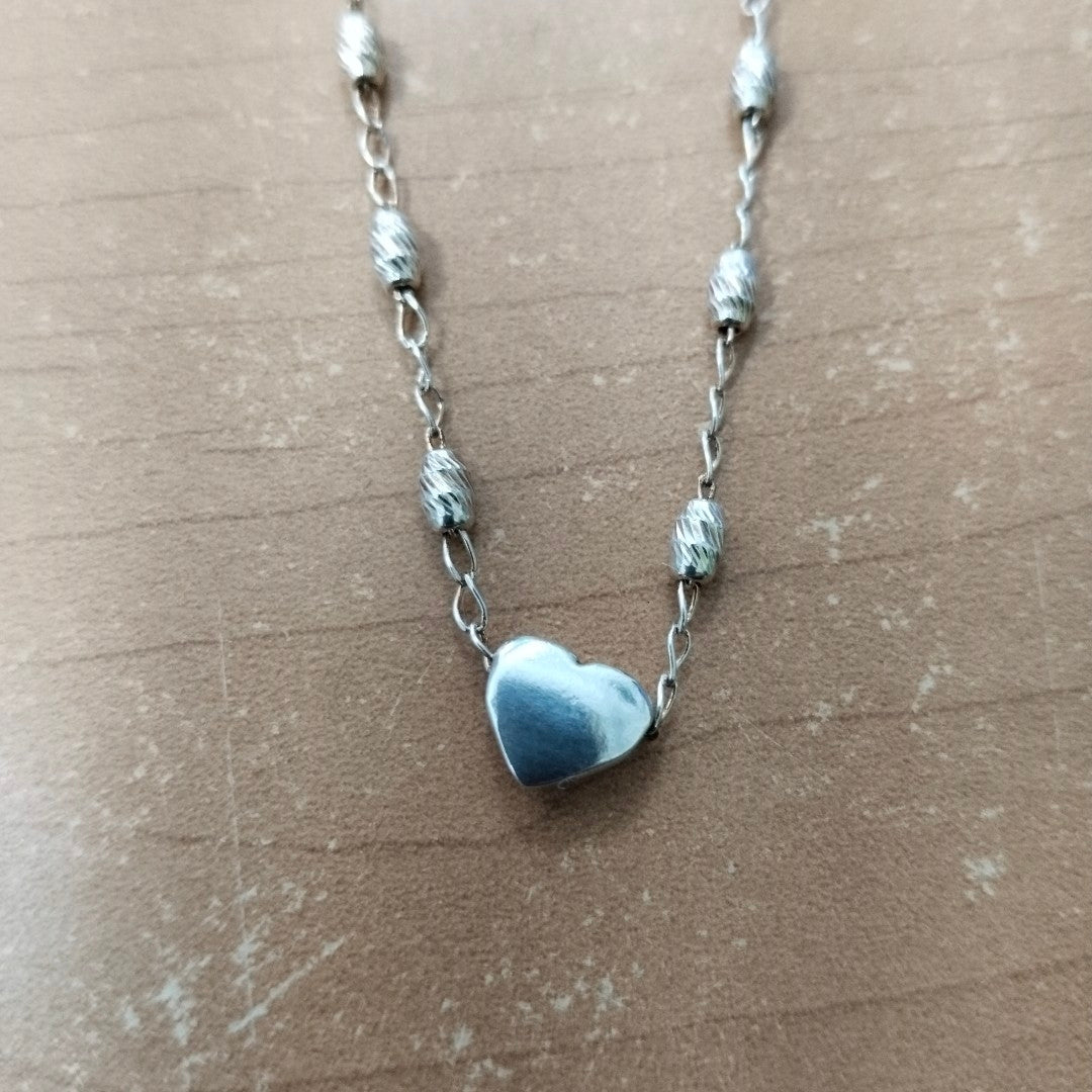 PULSERA TEJIDO CORAZON PLATA .925 18 CM 3.3 GR (NUEVO)