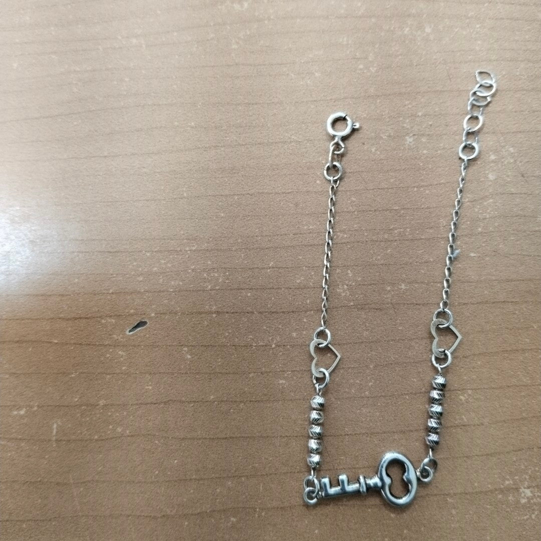 PULSERA TEJIDO LLAVE PLATA .925 18 CM 2.3 GR (NUEVO)