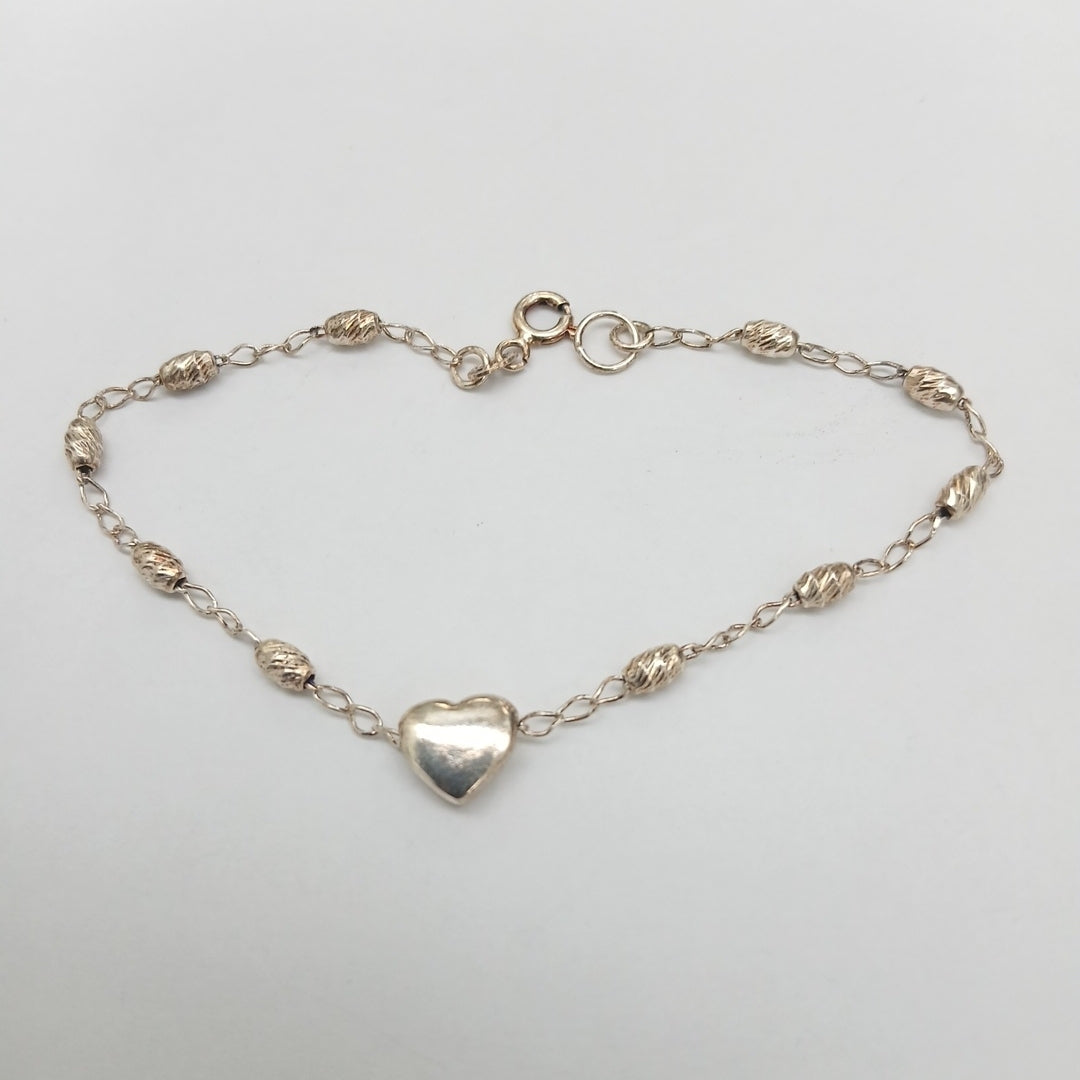 PULSERA TEJIDO CORAZON PLATA .925 18 CM 3.4 GR (NUEVO)