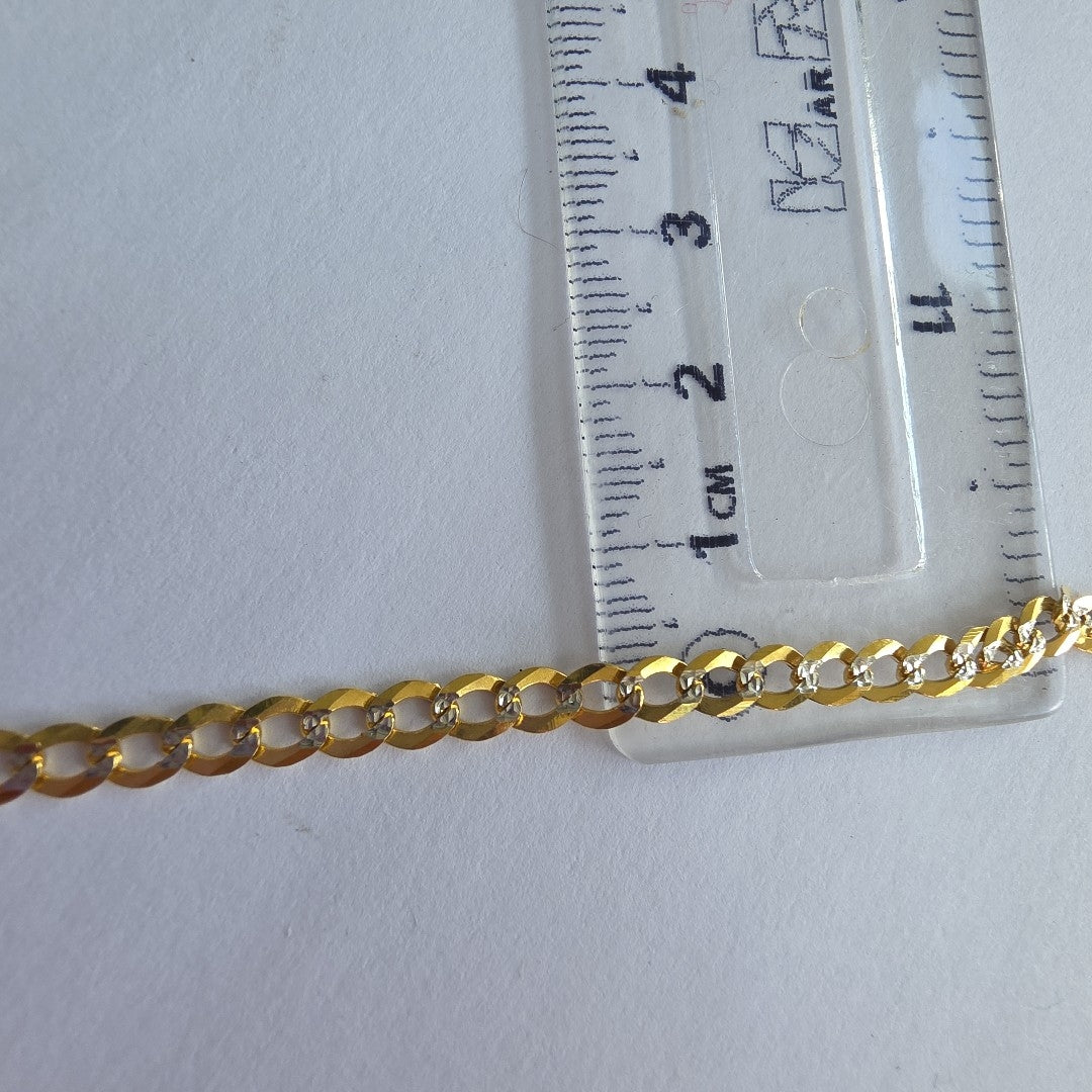 CADENAS BARBADA DIAMANTADA ORO 14K 55 CM 8.8 GR (NUEVO)