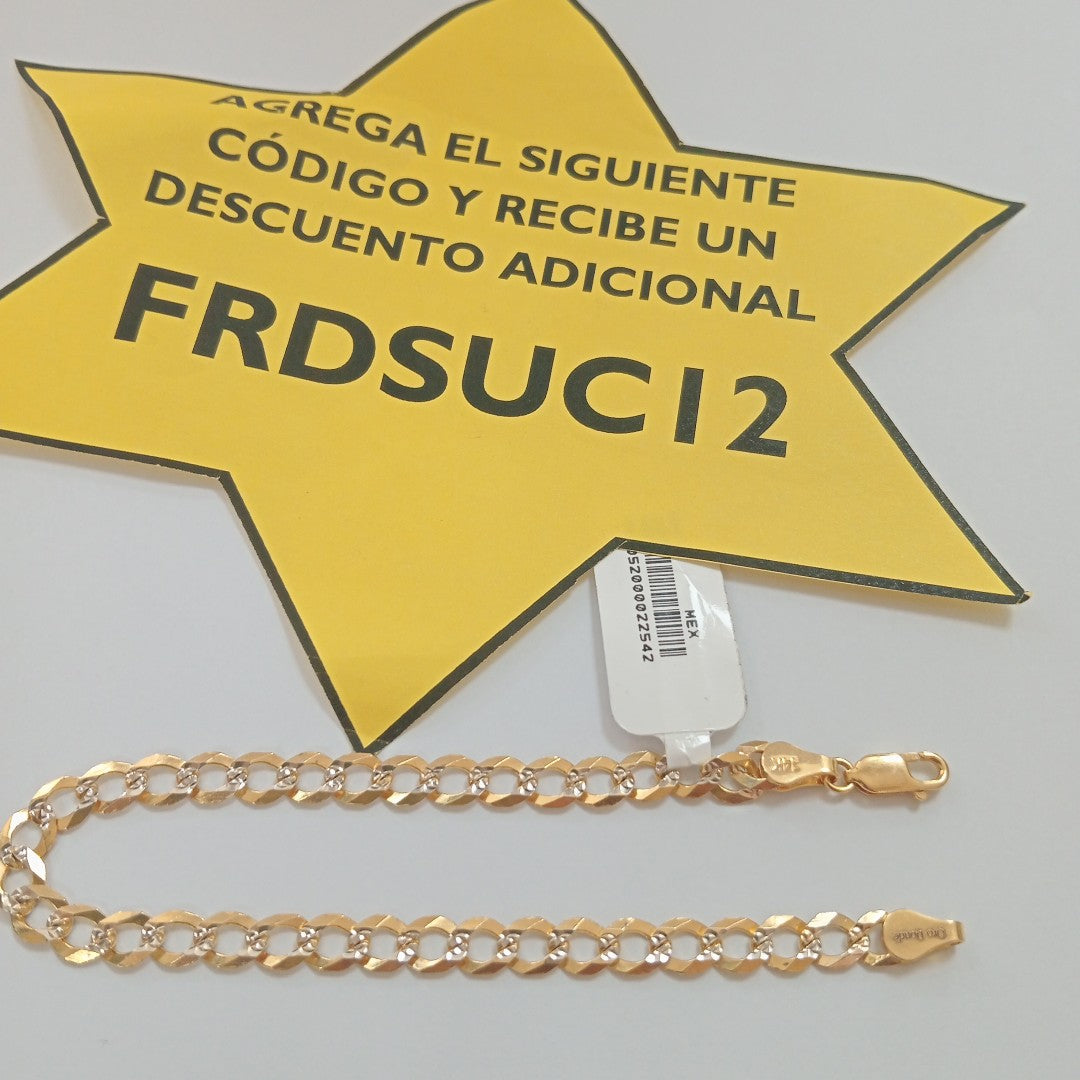 PULSERAS TEJIDO BARBADA DIAMANTADA ORO 14K 21 CM 6.6 GR (NUEVO)