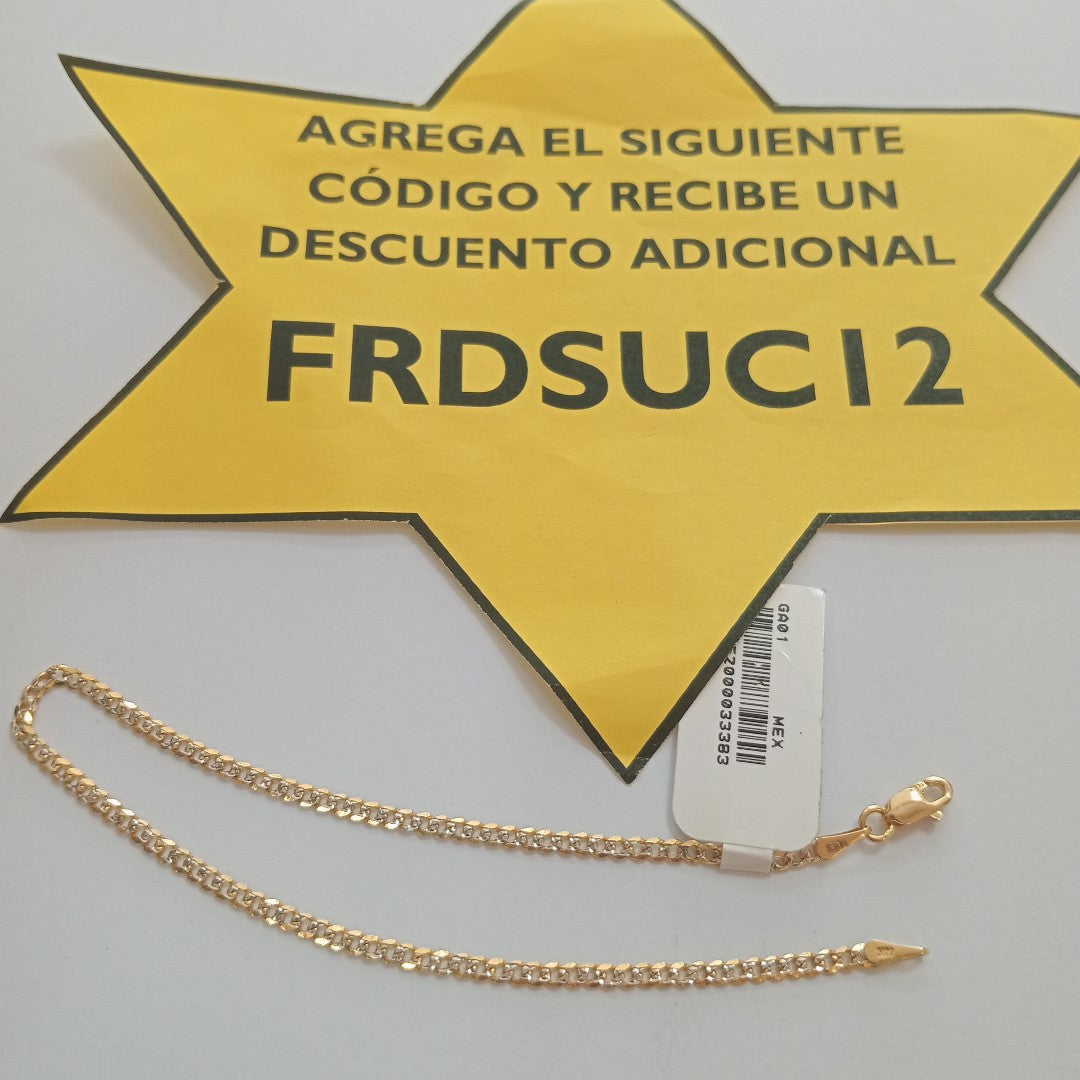 PULSERAS BARBADA DIAMANTADA ORO 14K 18 CM 2.5 GR (NUEVO)