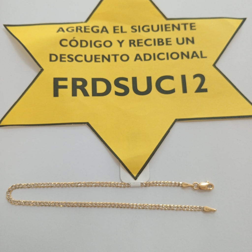 PULSERAS BARBADA DIAMANTADA ORO 14K 18 CM 2.4 GR (NUEVO)