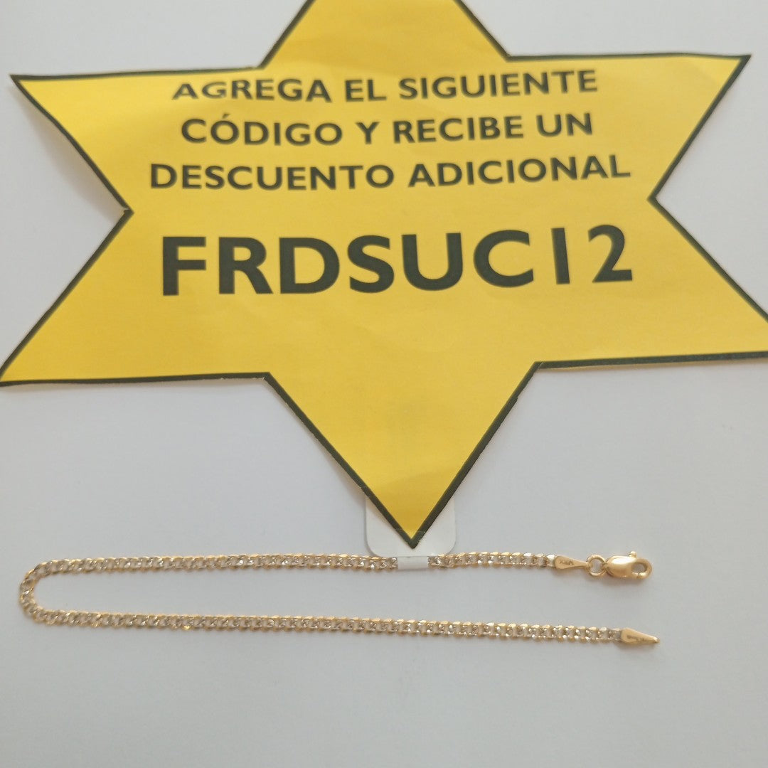 PULSERAS BARBADA DIAMANTADA ORO 14K 18 CM 2.4 GR (NUEVO)