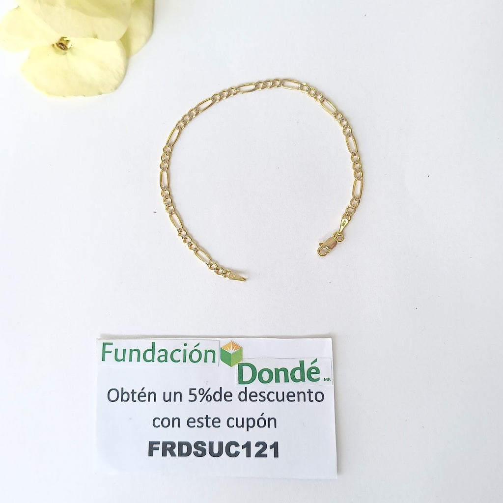 PULSERAS 3X1 DIAMANTADA ORO 14K 18 CM 3 GR (NUEVO)