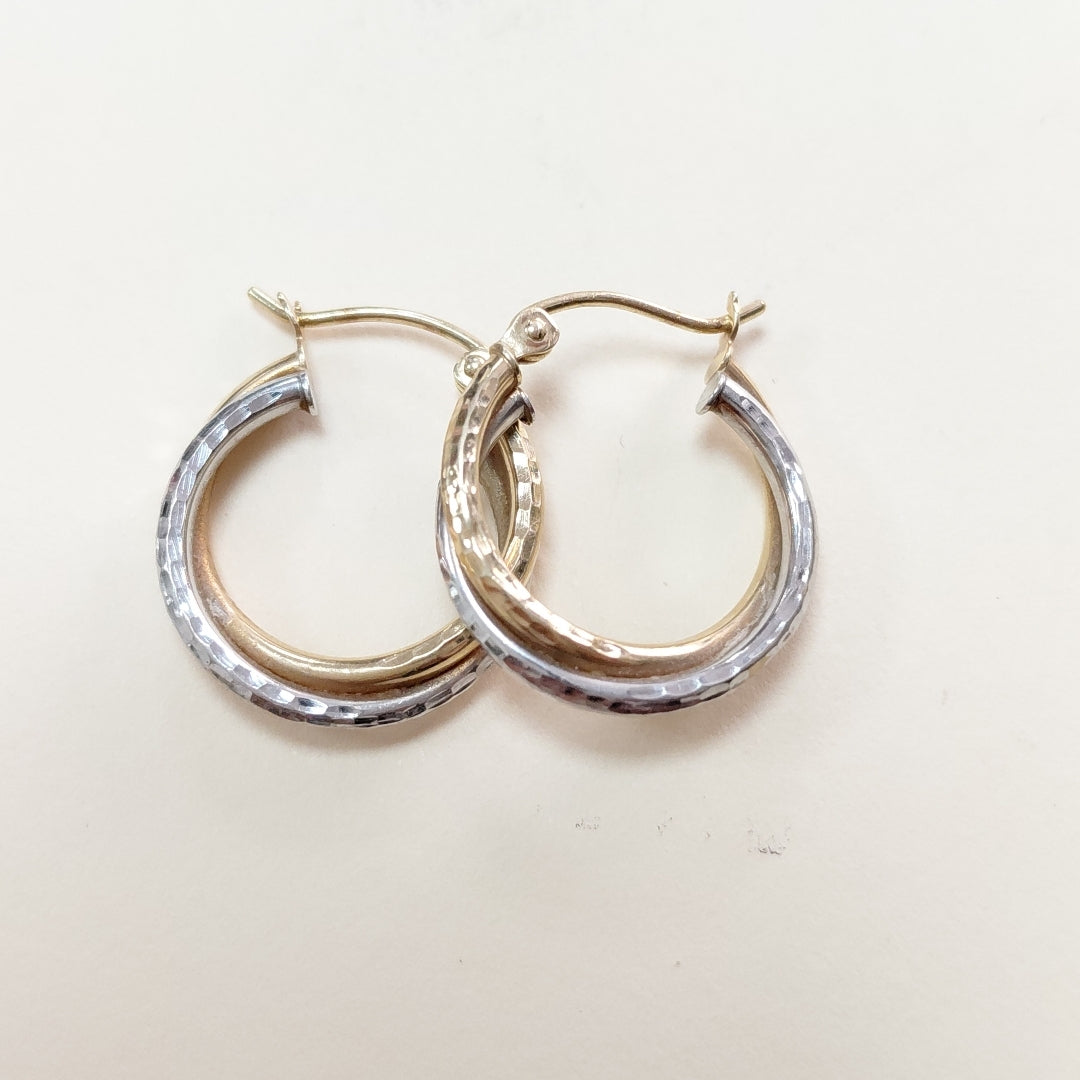 ARRACADAS PAR ORO COMBINADO 14 K 1.2 GRMS (SEMINUEVO)