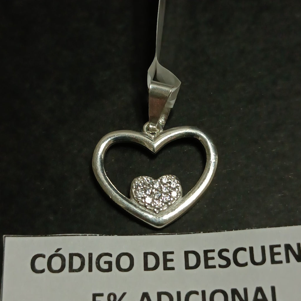 DIJE CORAZON C/CIRCONIAS PLATA .925 2.6 GR (NUEVO)