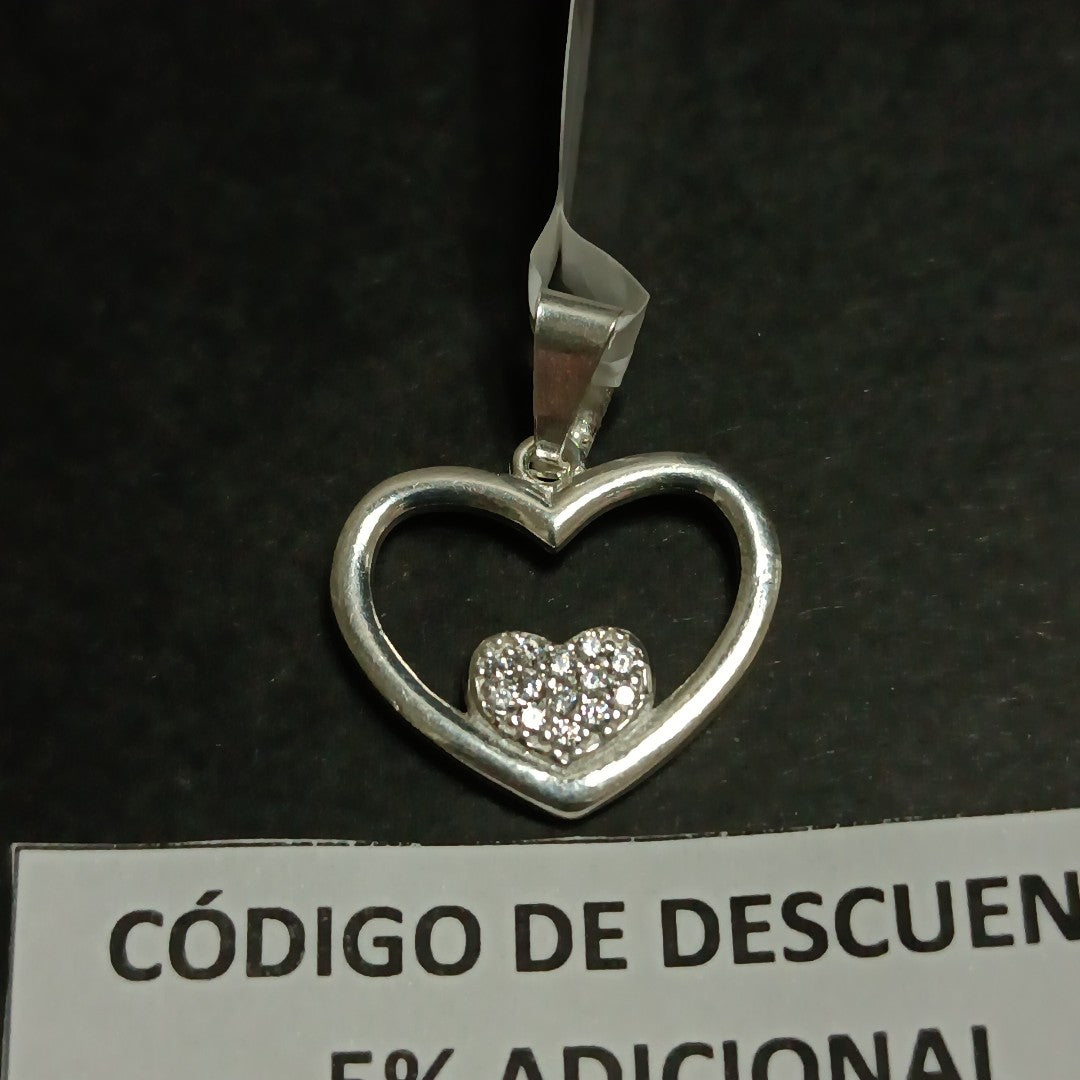 DIJE CORAZON C/CIRCONIAS PLATA .925 2.6 GR (NUEVO)