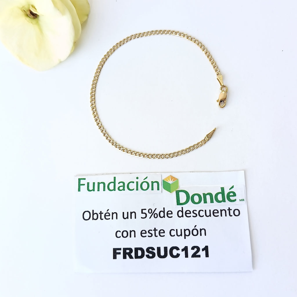PULSERAS BARBADA DIAMANTADA ORO 14K 18 CM 2.2 GR (NUEVO)