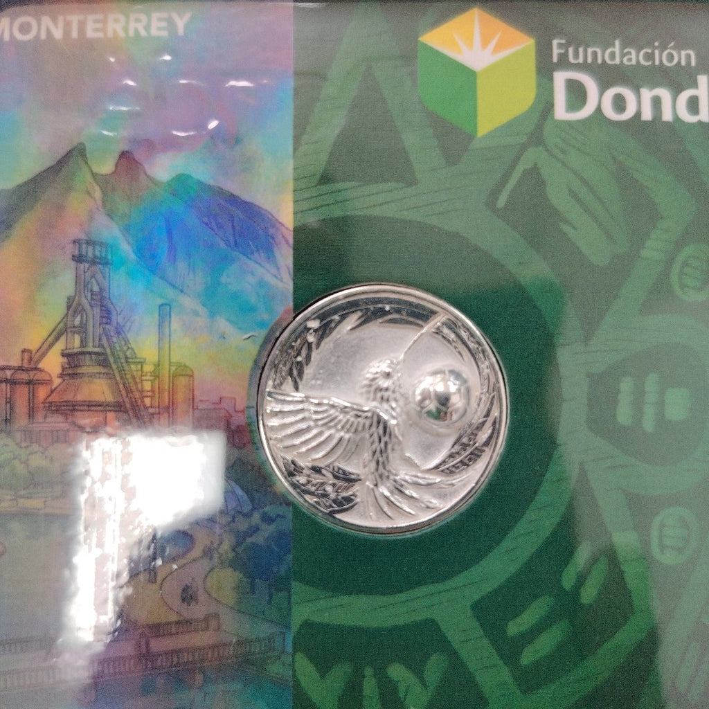 MEDALLA CONMEMORATIVA FRD FÚTBOL MOTIVO COLIBRI PLATA .925 8 GR (NUEVO)