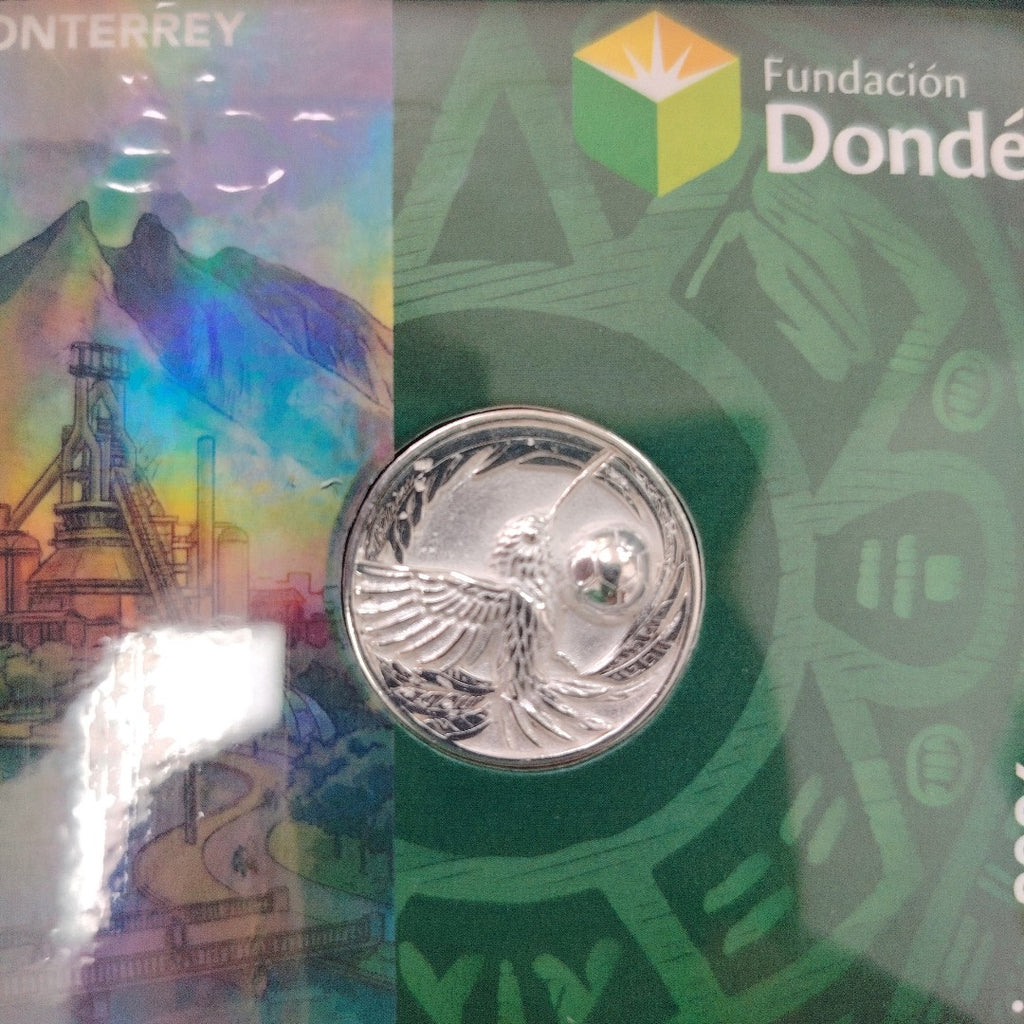 MEDALLA CONMEMORATIVA FRD FÚTBOL MOTIVO COLIBRI PLATA .925 8 GR (NUEVO)