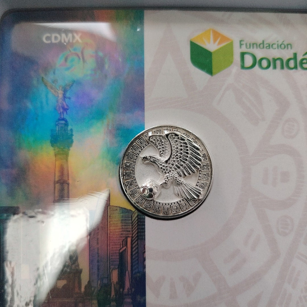 MEDALLA CONMEMORATIVA FRD FÚTBOL MOTIVO ÁGUILA PLATA .925 8.9 GR (NUEVO)