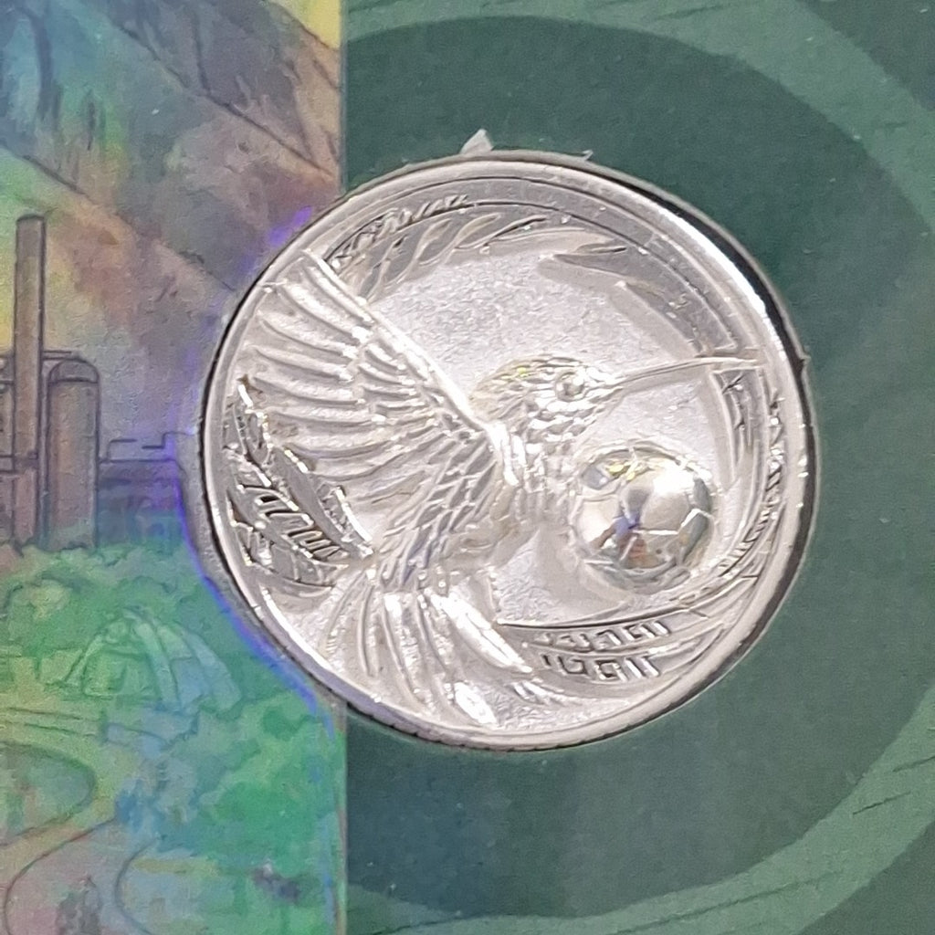MEDALLA CONMEMORATIVA FRD FÚTBOL MOTIVO COLIBRI PLATA .925 8 GR (NUEVO)