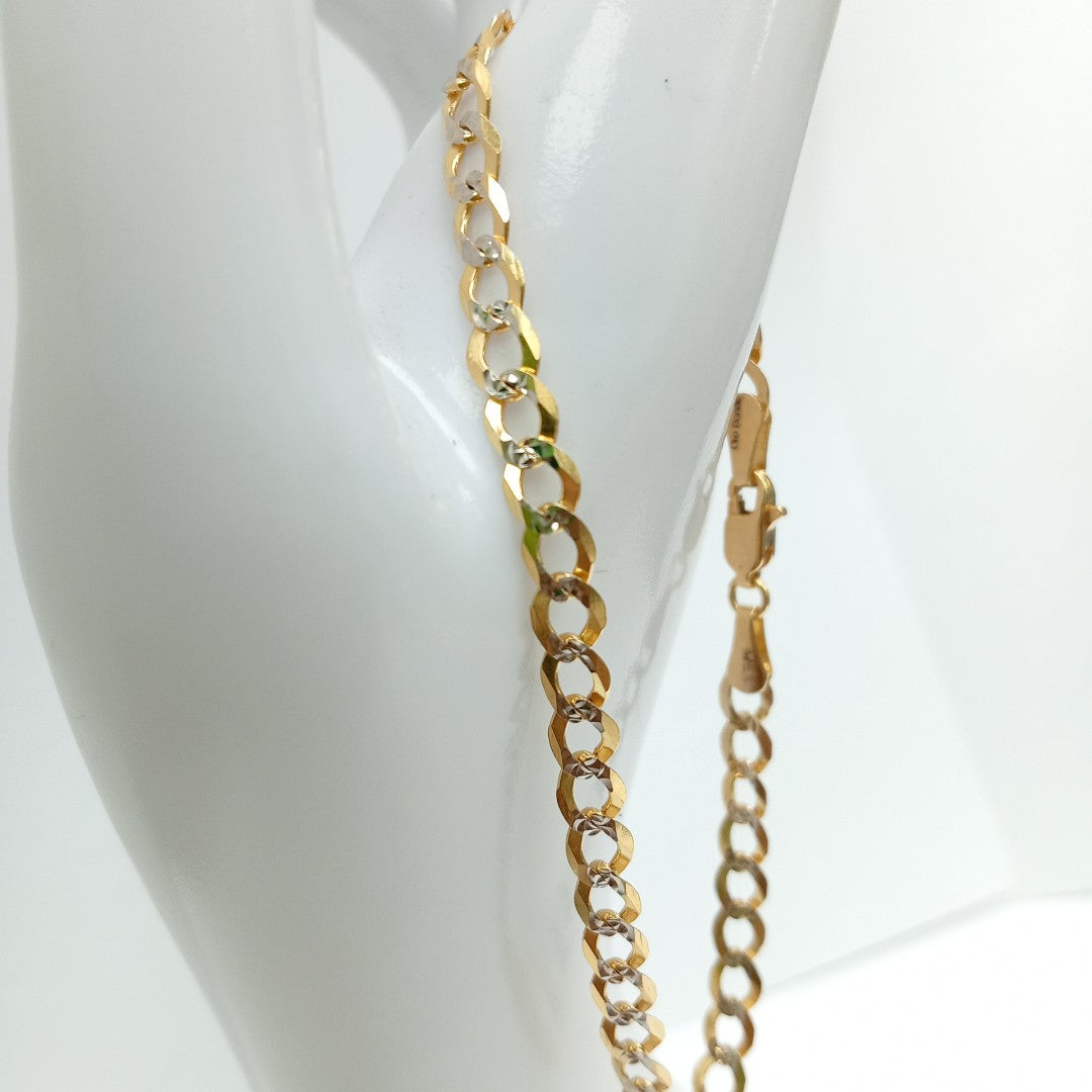 PULSERAS TEJIDO BARBADA DIAMANTADA ORO 14K 21 CM 4.9 GR (NUEVO)