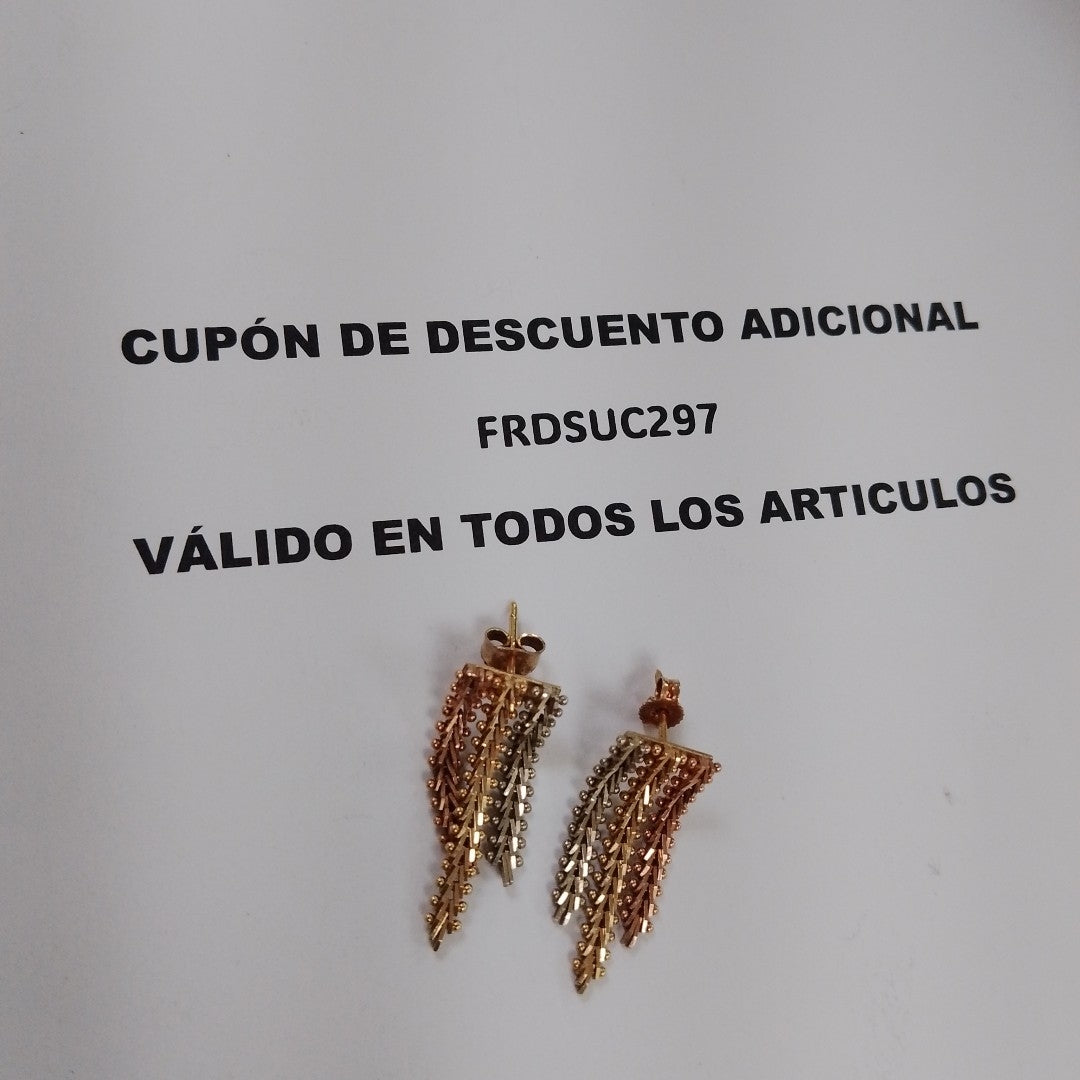 ARETES PAR ORO COMBINADO 14 K 5,00 GRMS (SEMINUEVO)