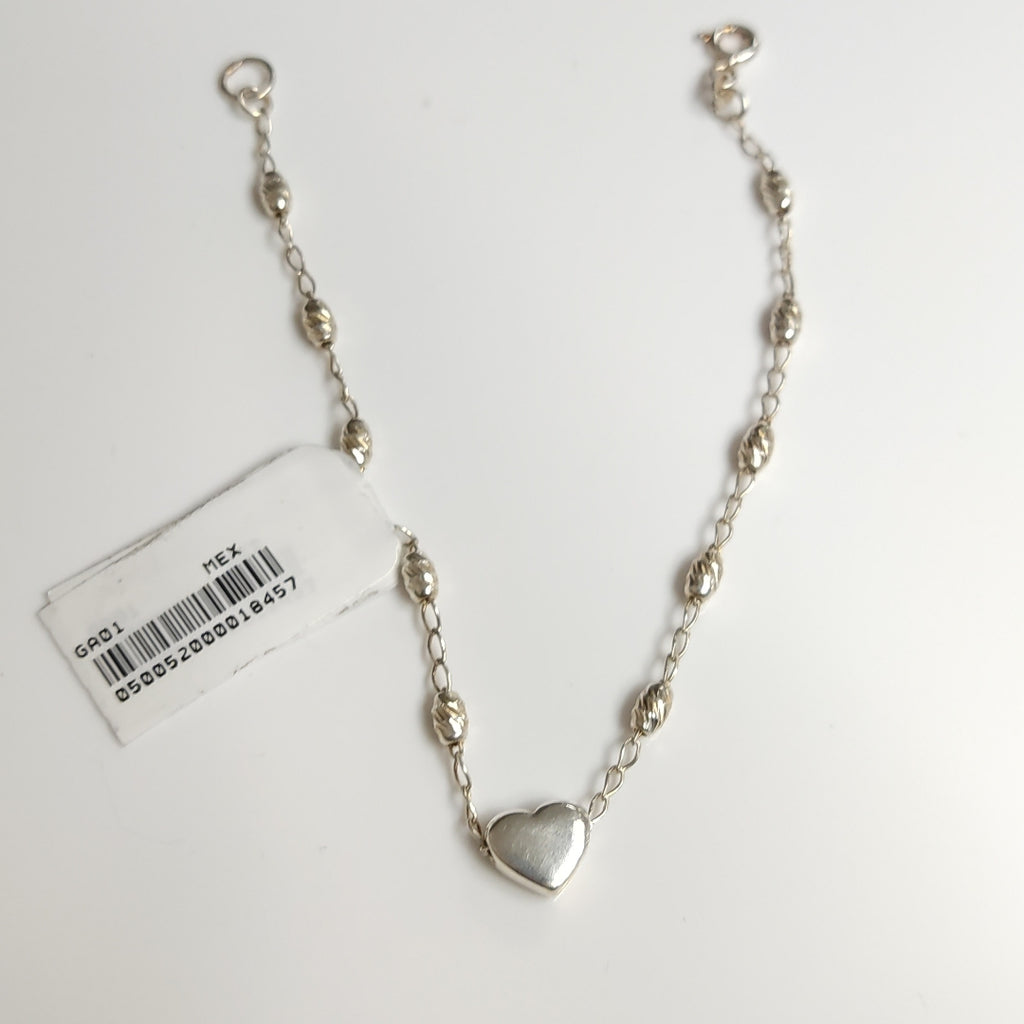 PULSERA TEJIDO CORAZON PLATA .925 18 CM 3.3 GR (NUEVO)