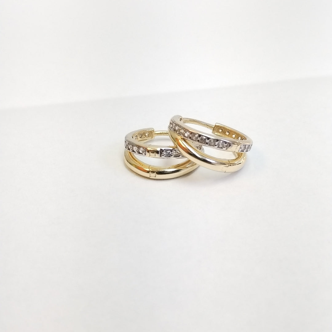 ARRACADAS PAR ORO COMBINADO 14 K 1.8 GRMS (SEMINUEVO)