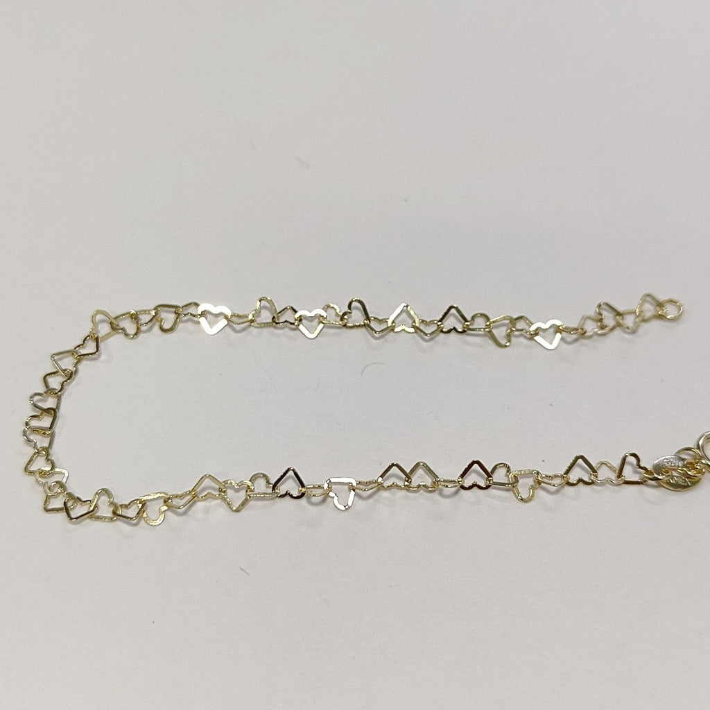 PULSERAS TEJIDO CORAZONES ORO 10K 18 CM 1 GR (NUEVO)