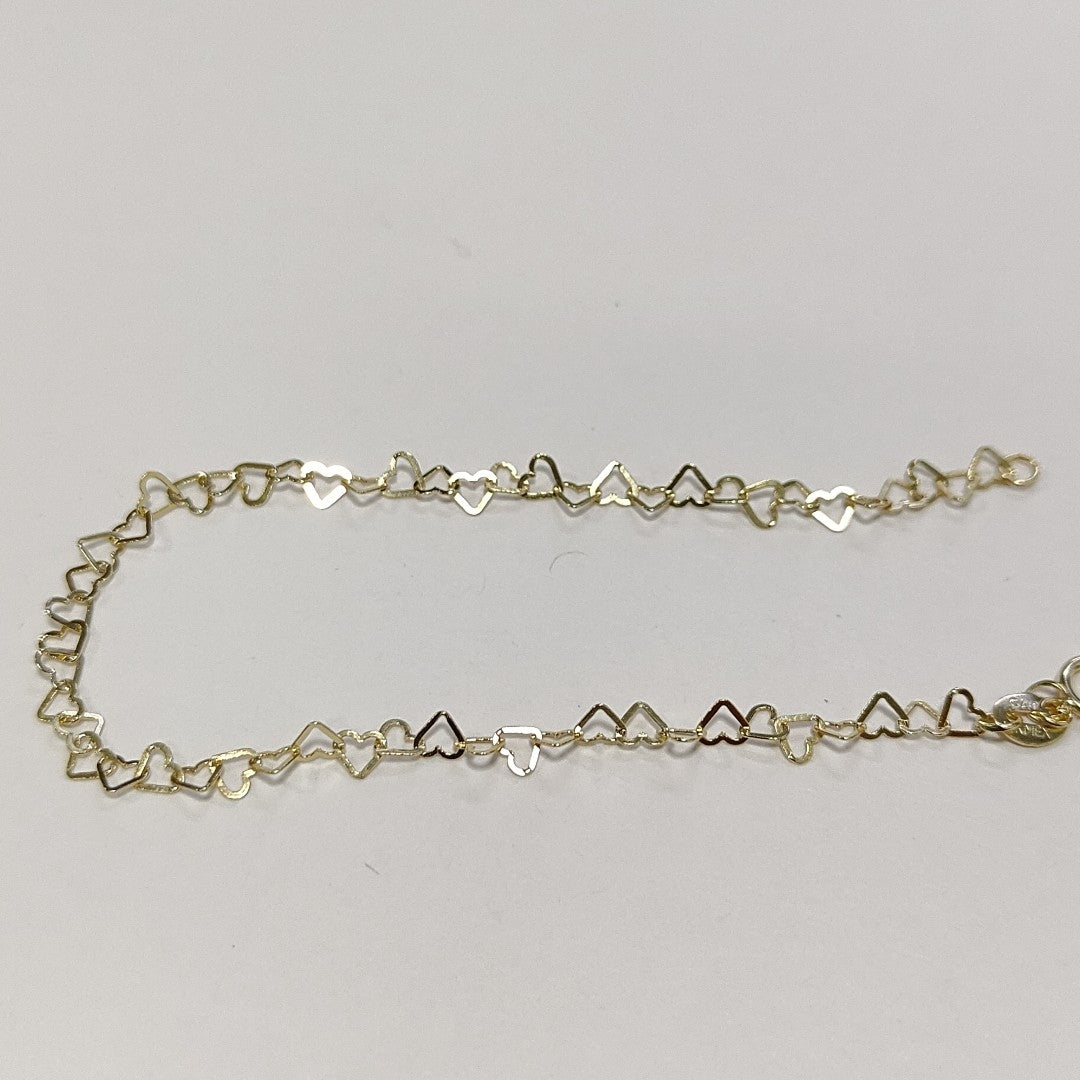 PULSERAS TEJIDO CORAZONES ORO 10K 18 CM 1 GR (NUEVO)