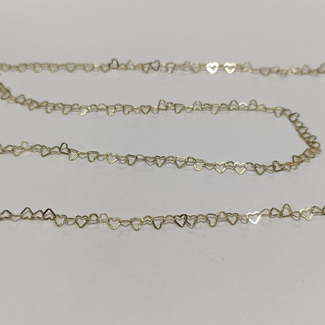 CADENAS TEJIDO CORAZONES ORO 10K 55 CM 2.7 GR (NUEVO)