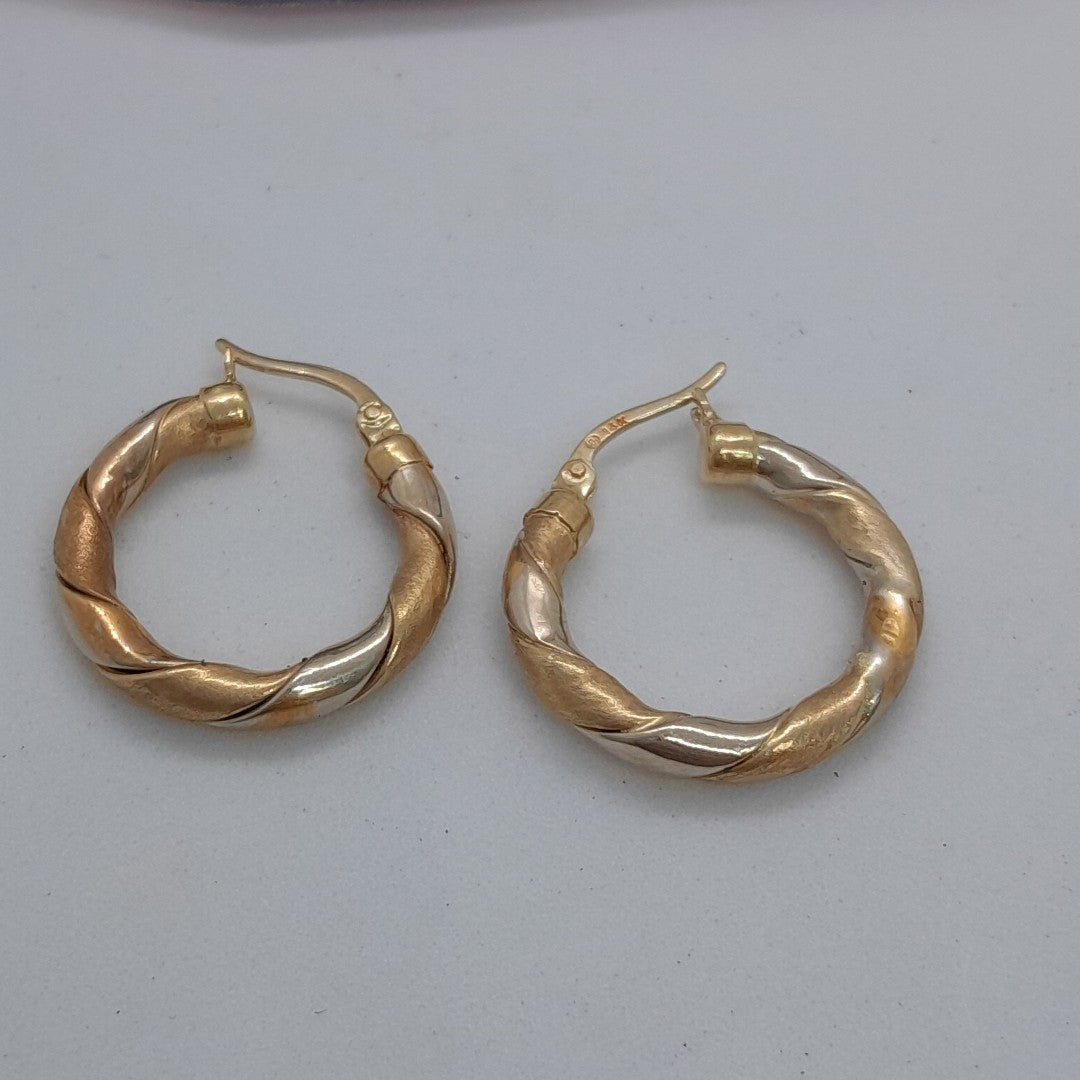 ARETES PAR ORO COMBINADO 10 K 3,50 GRMS (SEMINUEVO)