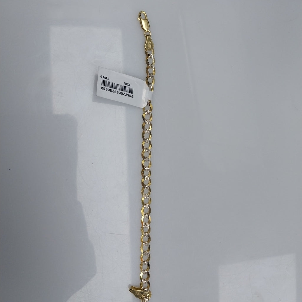 PULSERAS TEJIDO BARBADA DIAMANTADA ORO 14K 16 CM 5.5 GR (NUEVO)
