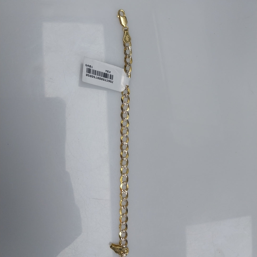 PULSERAS TEJIDO BARBADA DIAMANTADA ORO 14K 16 CM 5.5 GR (NUEVO)